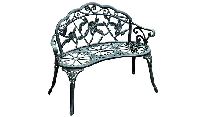 Outsunny Antique Green Aluminium Garden Bench