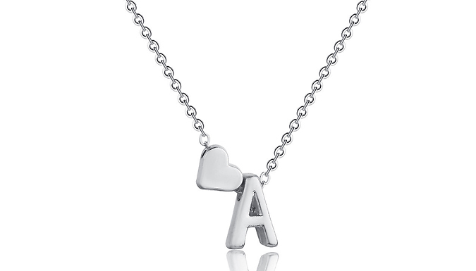 Letter & Heart Initial Pendant Necklace - From A-Z