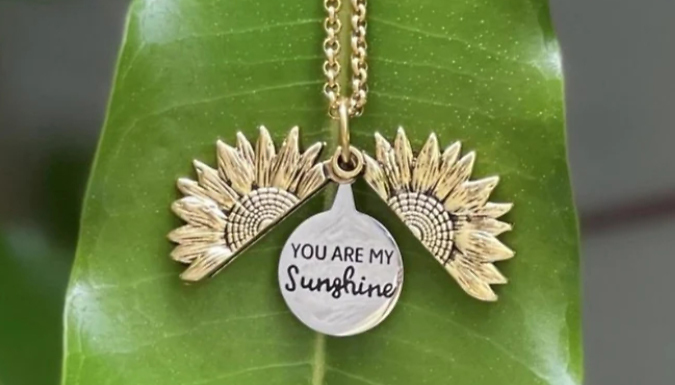 Hidden Message Sunflower Locket Necklace