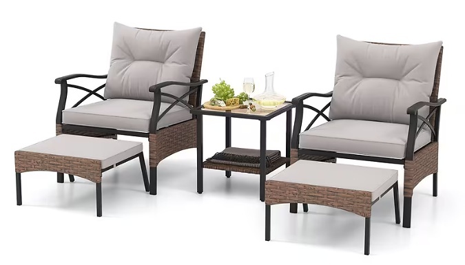 5-Piece Wicker Patio Conversation Set