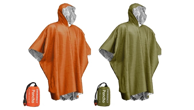 1 or 4-Pack Emergency Insulation Poncho - 2 Colours