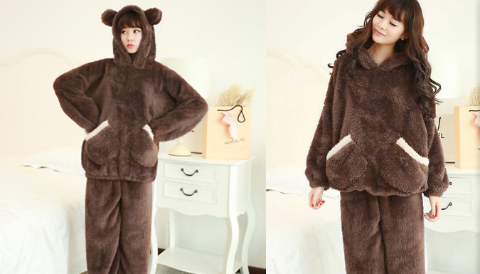 Warm Faux-Fur Fluffy Winter Bear Pyjama Set - 2 Colours & 4 Sizes