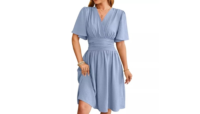 V-Neck Wrap-Style Summer Dress - 4 Colours, 5 Sizes