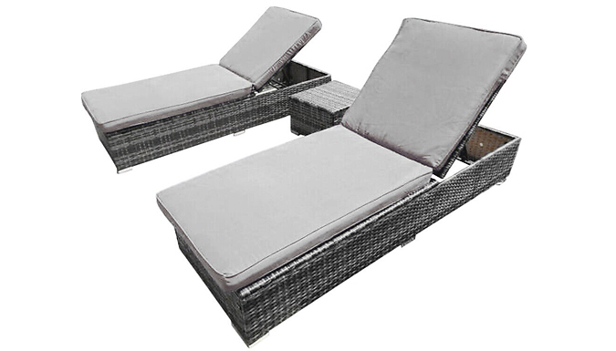 LA Sun Lounger Rattan Set With Coffee Table