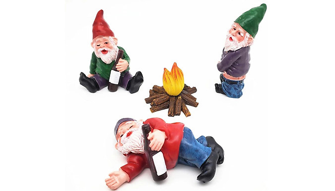 4-Piece Mini Drunken Garden Gnome Set