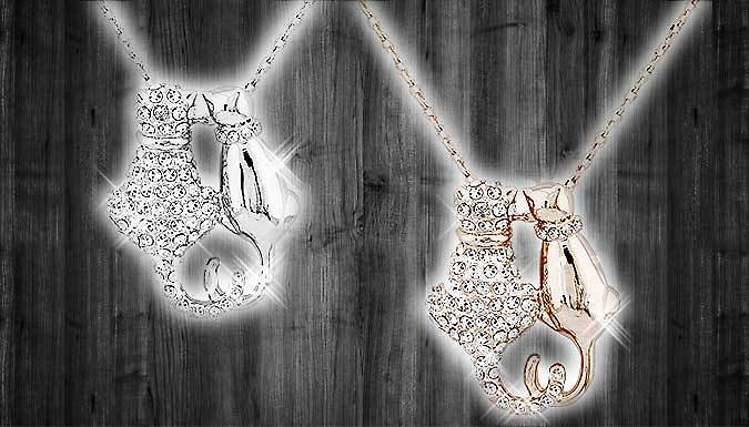 Cute Cats Crystal Necklace