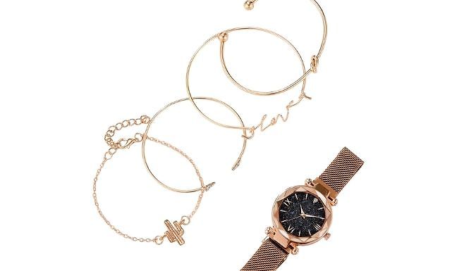 5-Piece Bracelet and Watch Set - 6 Colours