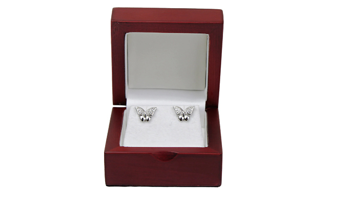 Butterfly Design Created Diamond Stud Earrings