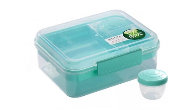 School Lunch Box with Sections & Snack Pot - 3 Colours & 2 Sizes