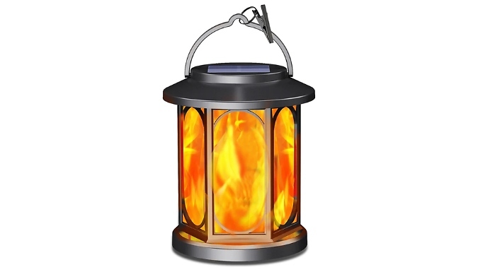 Solar-Powered Flame-Effect Lantern Garden Light