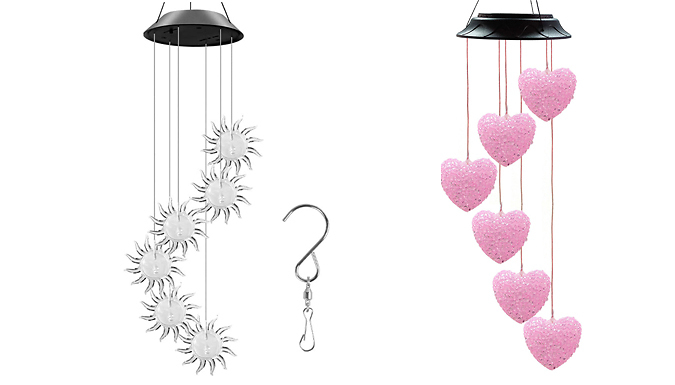 1 or 2 Colour Changing Solar Wind Chime Lights -2 Designs