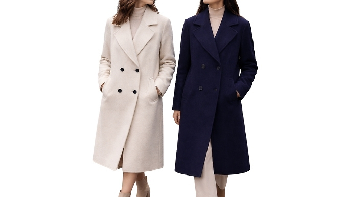 Women's Double-Breasted Mid-Length Coat - 6 Colours, 4 Sizes!