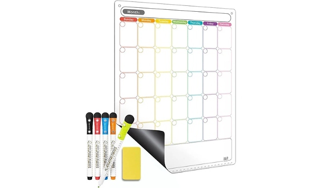 Magnetic Whiteboard Planner with Markers & Eraser - Monthly or Weekly!