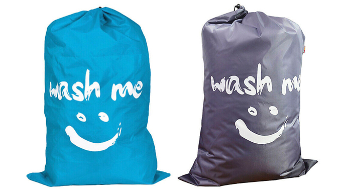 2x Light & Dark Smiley Printed Laundry Bags