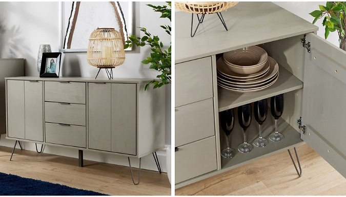 3-Drawer & 2-Door Acadia Sideboard - Pine or Grey