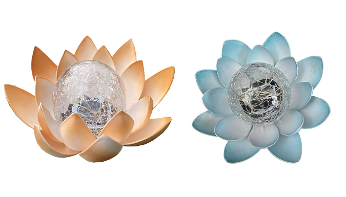 1-2 Pack Solar Crackle Glass Ball Lotus Light – 2 Colours Deal Price £14.99