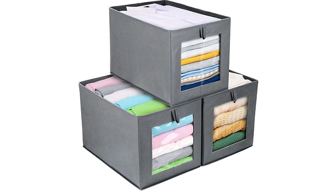 Visible Foldable Fabric Storage Boxes - 1 or 3-Pack