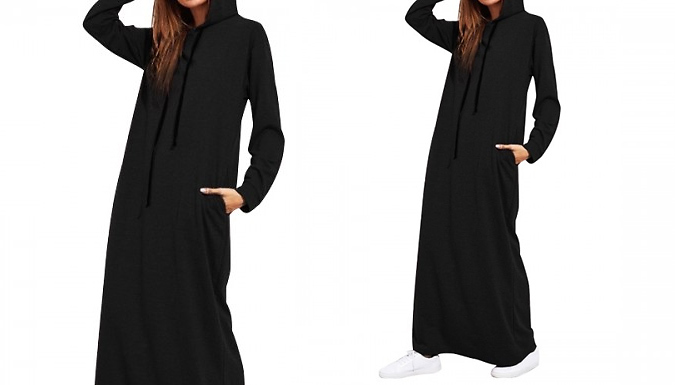 Hooded Full-Length Sweatshirt Dress - 3 Colours & 6 Sizes