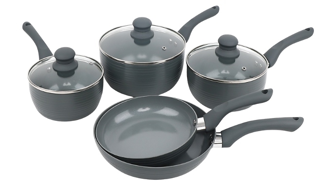 Grey 8-Piece Ribbed Cookware Set