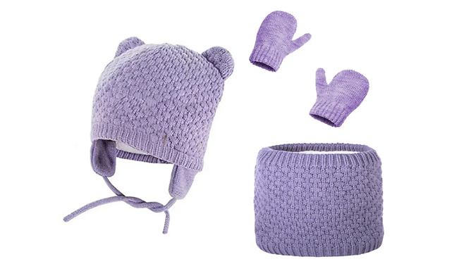 3 in 1 Hat, Scarf & Gloves Set for Kids - 5 Colours