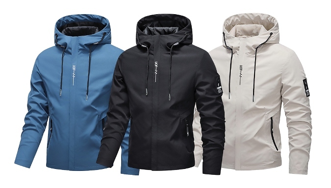 Men’s Water-Resistant Hooded Jacket - 3 Colours & 6 Sizes