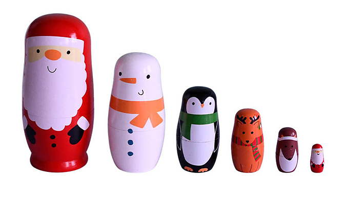 6-Piece Christmas Russian Nesting Doll Set