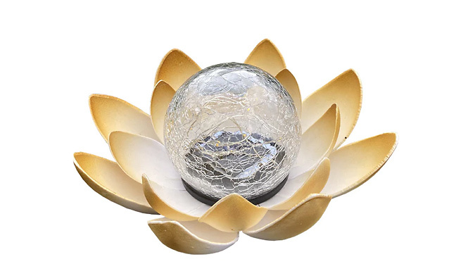 LED Amber Crackle Glass Globe Lotus Light