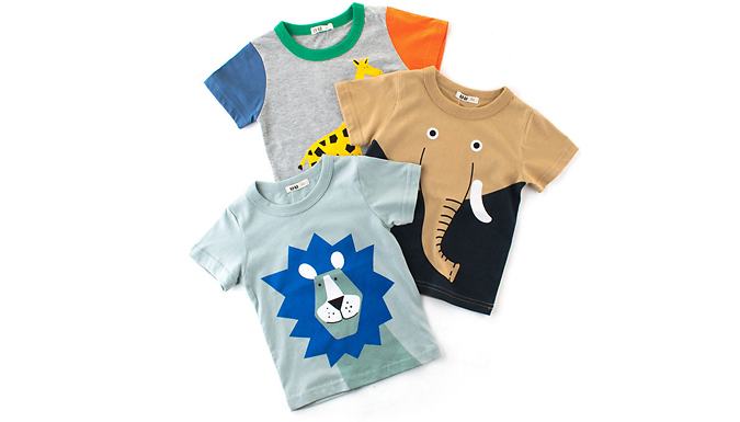 Kid's Cute Cotton Animal T-Shirts - 3 Designs & 6 Sizes