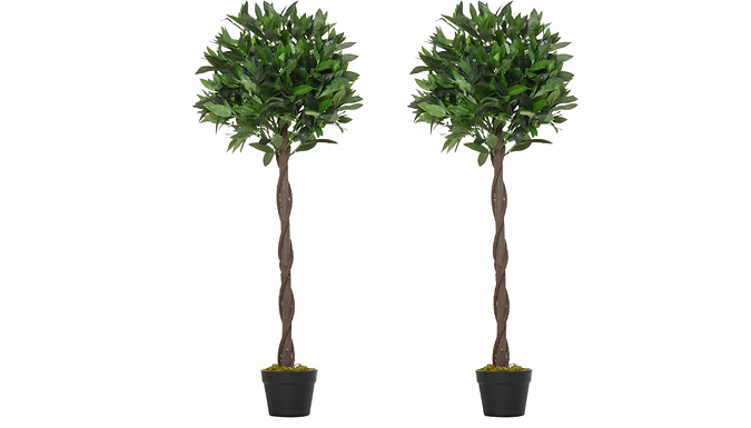 Set of Outsunny Artificial Topiary Laurel Trees With Pot