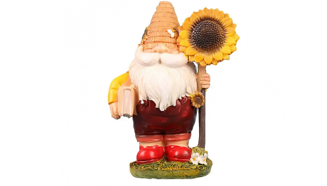 1 or 2 Sunflower Gnome Dwarf Garden Statue Ornaments - 2 Designs