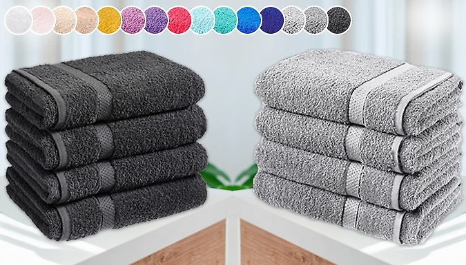 4 Pack of Jumbo Egyptian Cotton Bath Towels 13 Colours