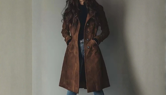 Women's Faux Suede Mid Length Coat