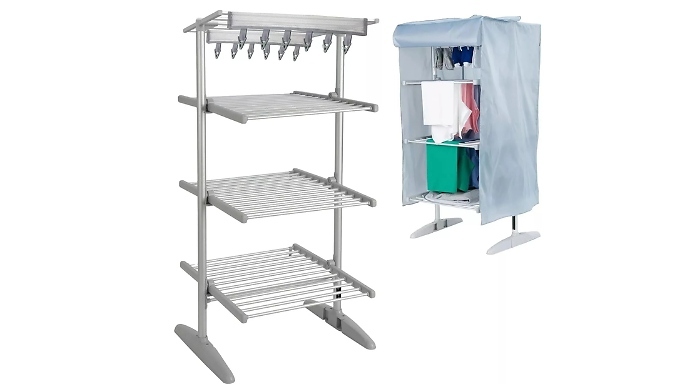 4-Tier Heated Clothes Airer with Cover