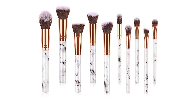 10-Pack Marble Makeup Brush Set - 2 Colours