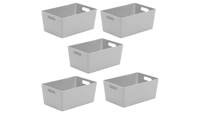 5-Pack Organisation Storage Boxes with Handles - 2 Colours