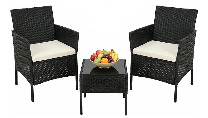 2-Seater Rattan Garden Bistro Set with Chairs & Table!