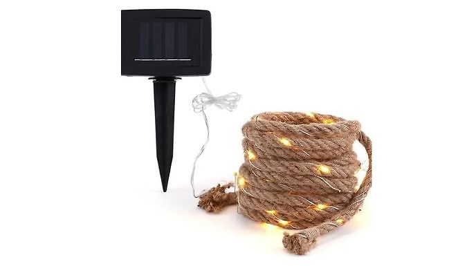 Solar-Powered LED Hemp Rope Fairy Lights - 2 Sizes, 2 Designs