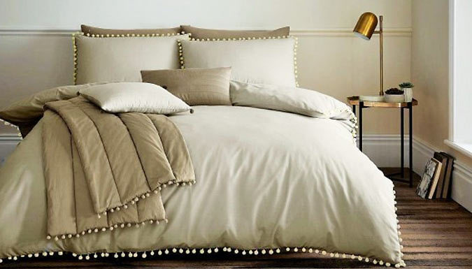 Pom Pom Duvet Set - 3 Sizes & 4 Colours from Go Groopie