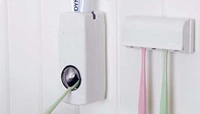 Automatic Toothpaste Dispenser & 5 Toothbrush Holder