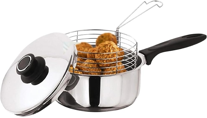 3 Piece 20cm Stainless Steel Chip Pan Fryer