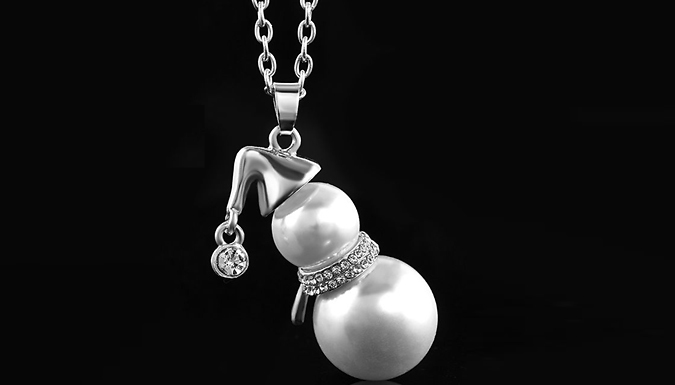 Festive Simulated Crystal Snowman Necklace