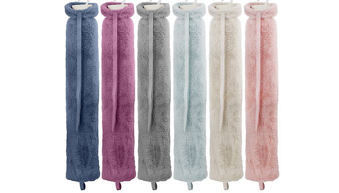 2 Litre Long Hot Water Bottle With Faux Fur Cover – 6 Colours & 1 or 2 Packs Deal Price £9.99