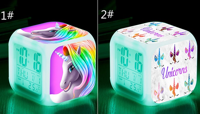 Unicorn LED Alarm Clock - 7 Designs