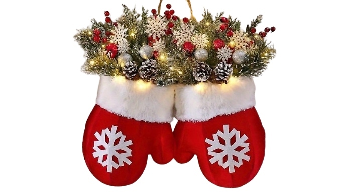Christmas Gloves Artificial Flower Wreath