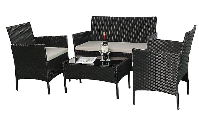 4 Piece Outdoor Rattan Garden Furniture Set - 2 Colours
