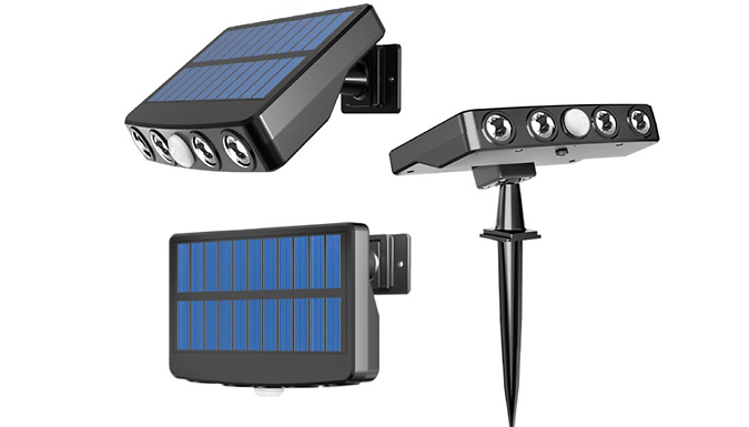 1 or 2-Pack of Motion Sensor Solar Powered Security Lights - 2 Versions & 3 Colours