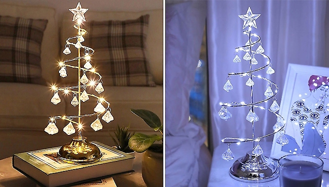 Crystal Christmas Tree Lamp - 3 Sizes & 3 Colours