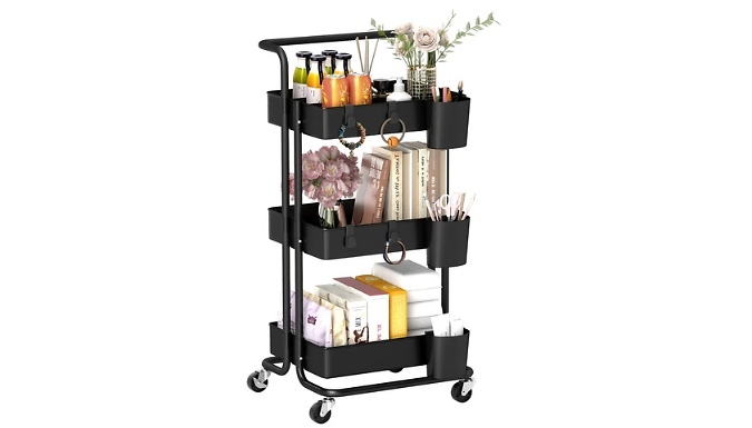 HOMCOM 3-Tier Wheelie Home Trolley
