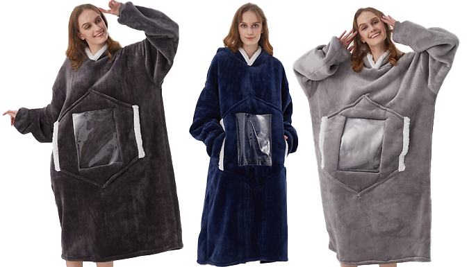 Oversized Wearable Blanket with Clear Phone Pocket - 3 Colours