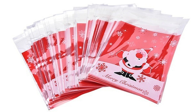 100-Pack of Christmas Treat Ziplock Bags - 2 Colours